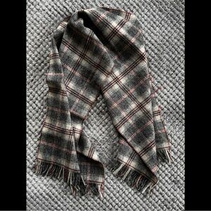 100% Virgin Wool Scarf | Gray/Red Tartan | Vintage Pendleton | Made in USA